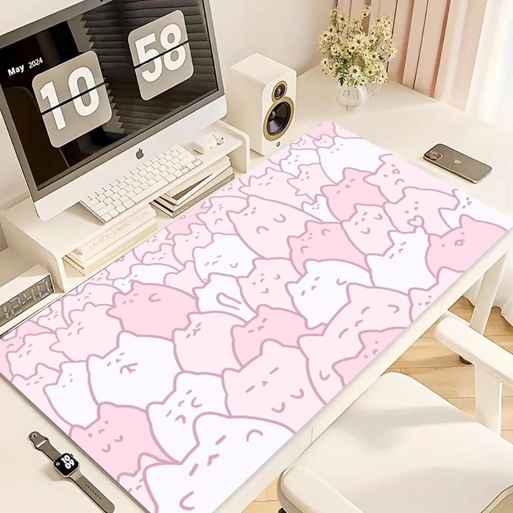 Desk Setup Pink - 게이밍 마우스 패드, 대형 데스크 매트,