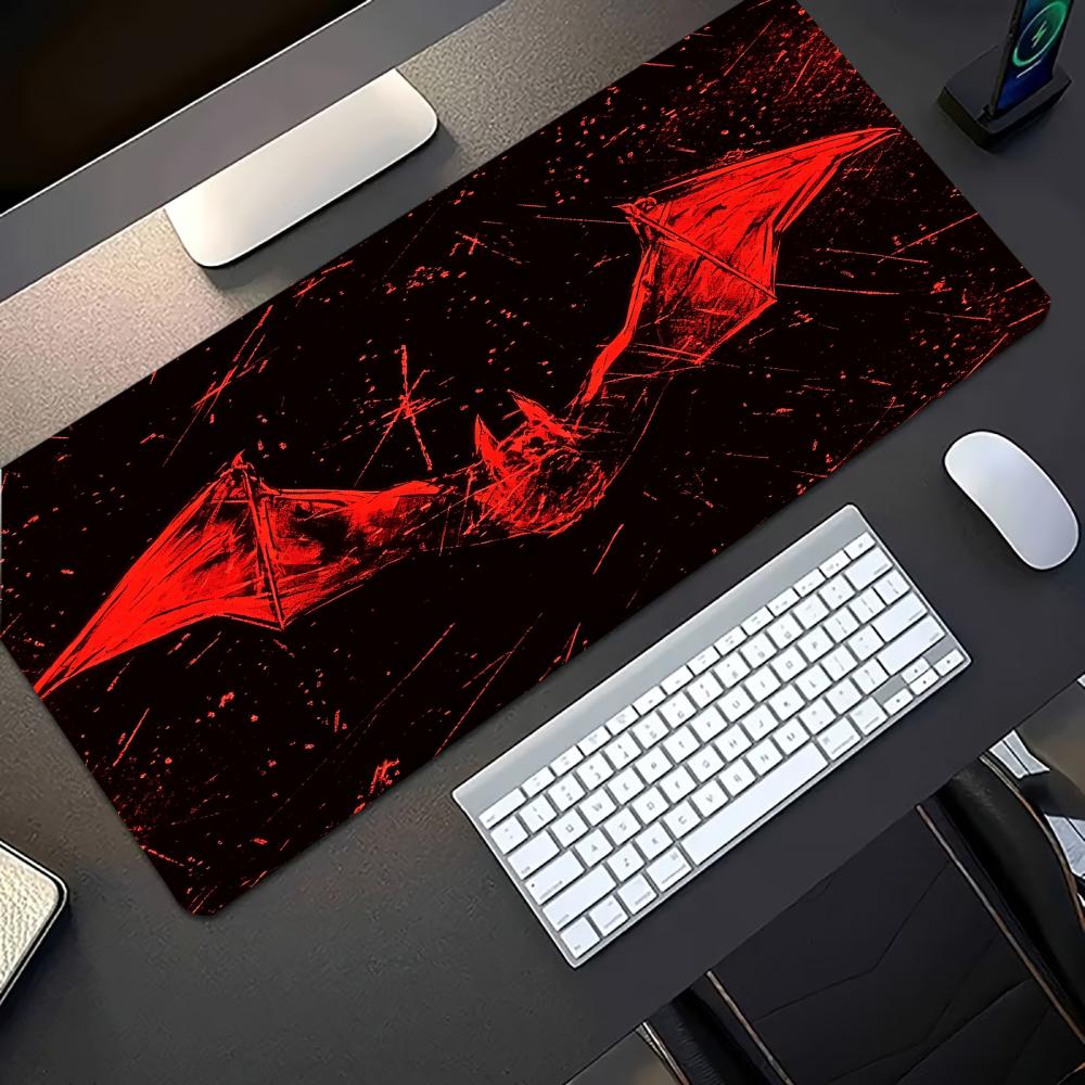Desk Setup Red - 다크 레드 박쥐 패턴 대형 게이밍