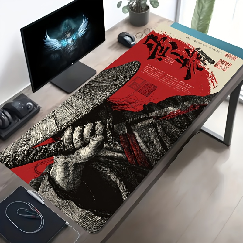 Desk Setup Red - XXL 레드 블랙 사무라이 전사 게이밍