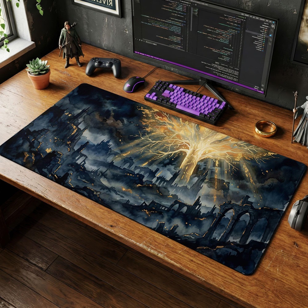 Desk Setup Simple - 데스크 매트, 다크 판타지 마우스 패드,