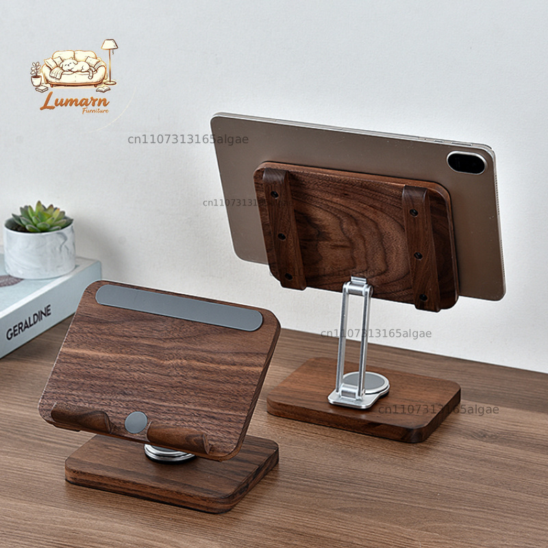 Desk Setup Tablet - 블랙 월넛 아이패드 스탠드 360도 회전