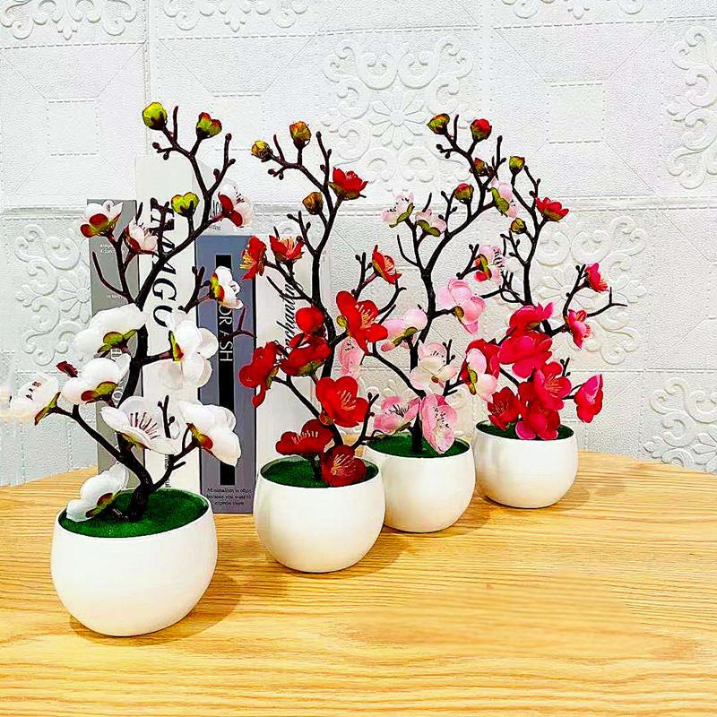 Desk Setup Background - 모조 매화 화분 식물 인조 플라스틱