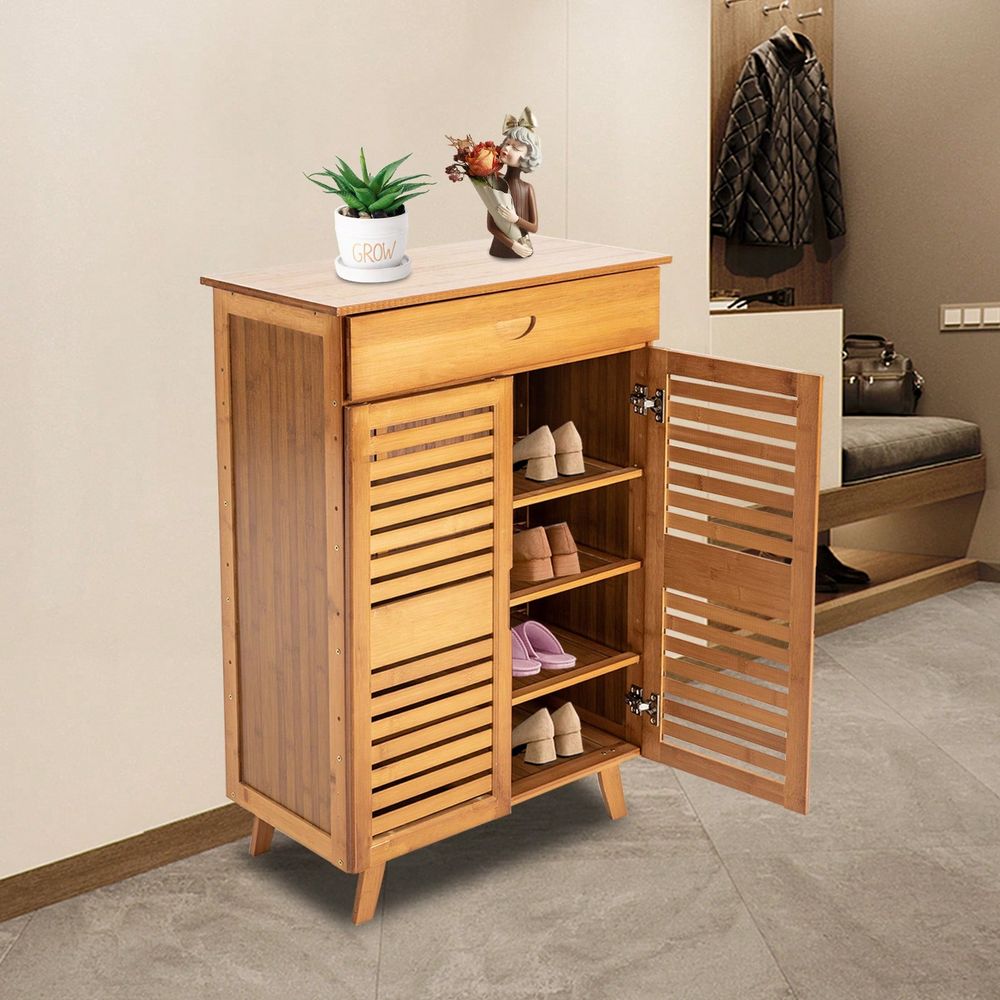 Drawer Organizer Bamboo - 2개의 도어 서랍이 있는 대나무 신발장,
