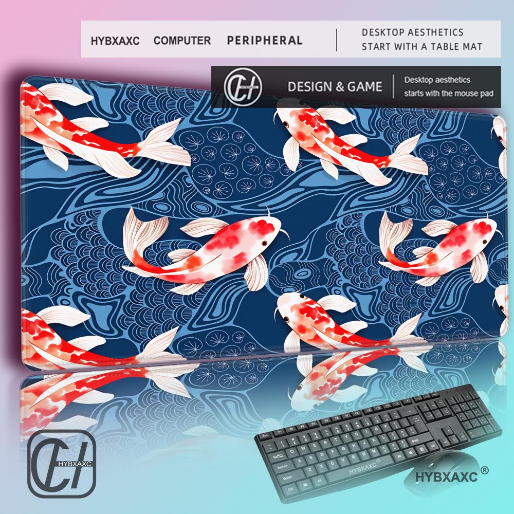 Desk Setup Red - HYBXAXC 일본 잉어 물고기 데스크 매트,