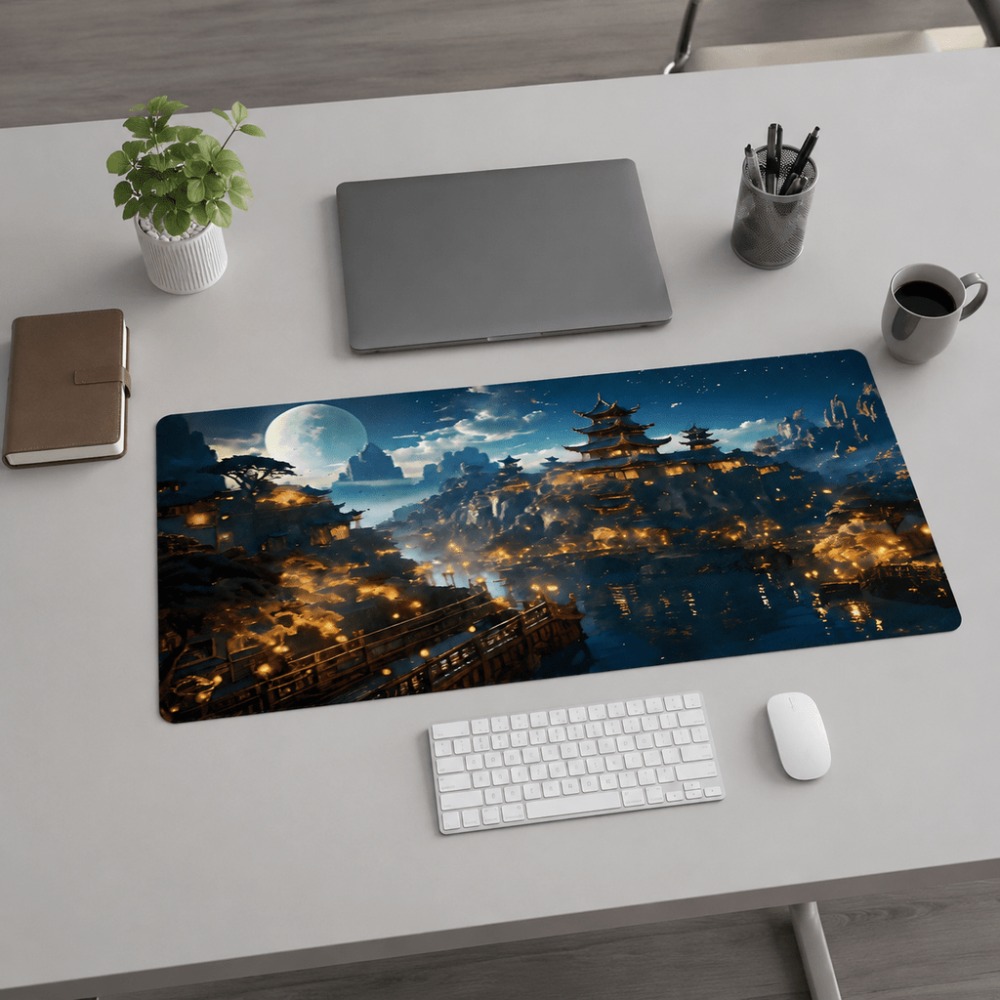 Desk Setup Simple - 오리지널 판타지 나이트 시티 문 프린트가