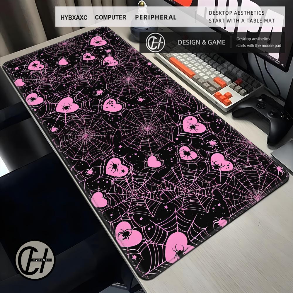 Desk Setup Pink - 90x40 흰색 또는 분홍색 거미줄 하트