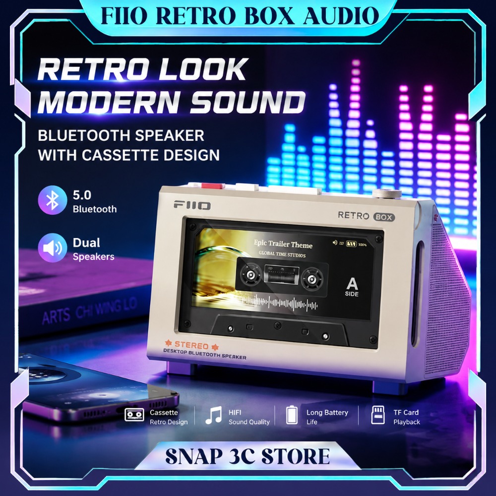 Desk Setup With Speakers - FiiO RETRO BOX 카세트 스타일 블루투스