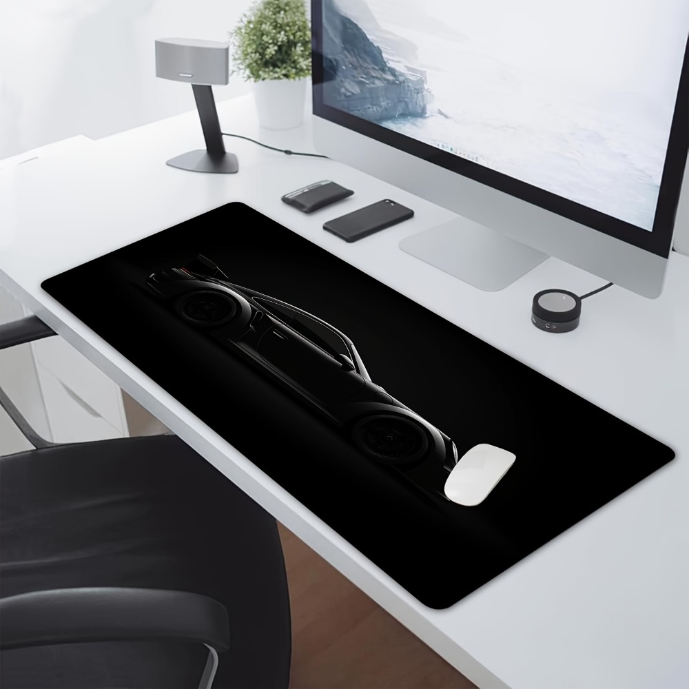 Desk Setup Simple - 샌디드 블랙 게이밍 마우스 패드 -