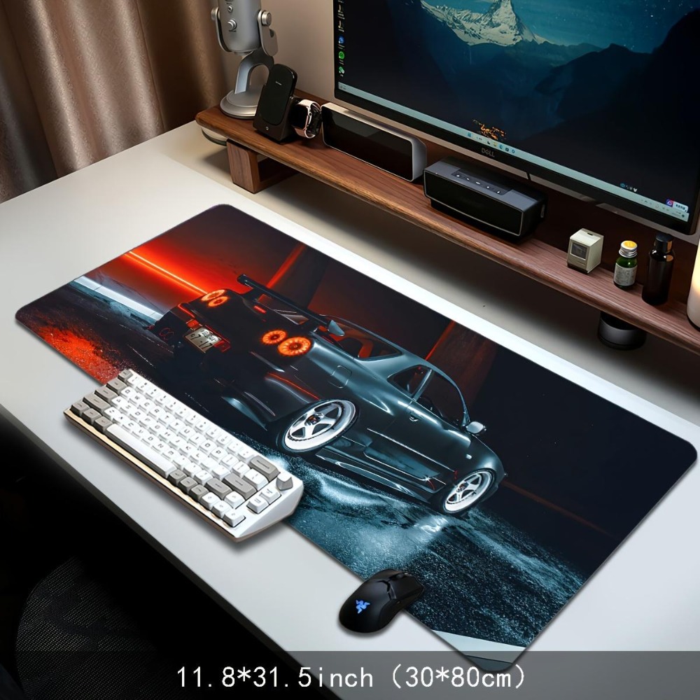 Desk Setup Simple - 멋진 자동차 모양 마우스 패드, 키보드