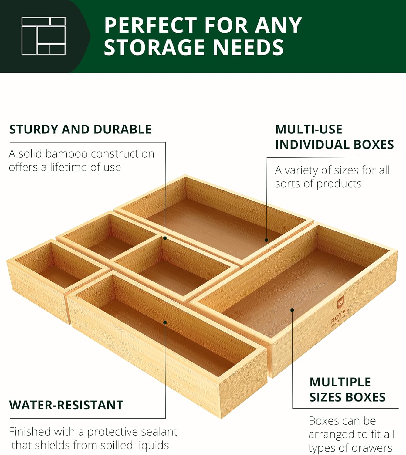 5피스 대나무 서랍 정리함 세트 – 주방, 욕실, 사무 - Drawer Organizer Bamboo 리뷰 및 가격