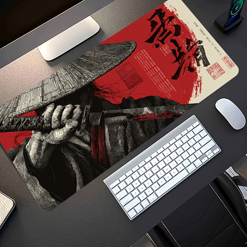 XXL 레드 블랙 사무라이 전사 게이밍 마우스 패드,  - Desk Setup Red 리뷰 및 가격