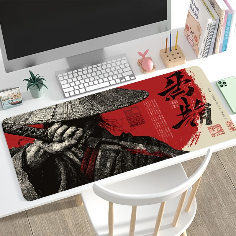 XXL 레드 블랙 사무라이 전사 게이밍 마우스 패드,  - Desk Setup Red 리뷰 및 가격
