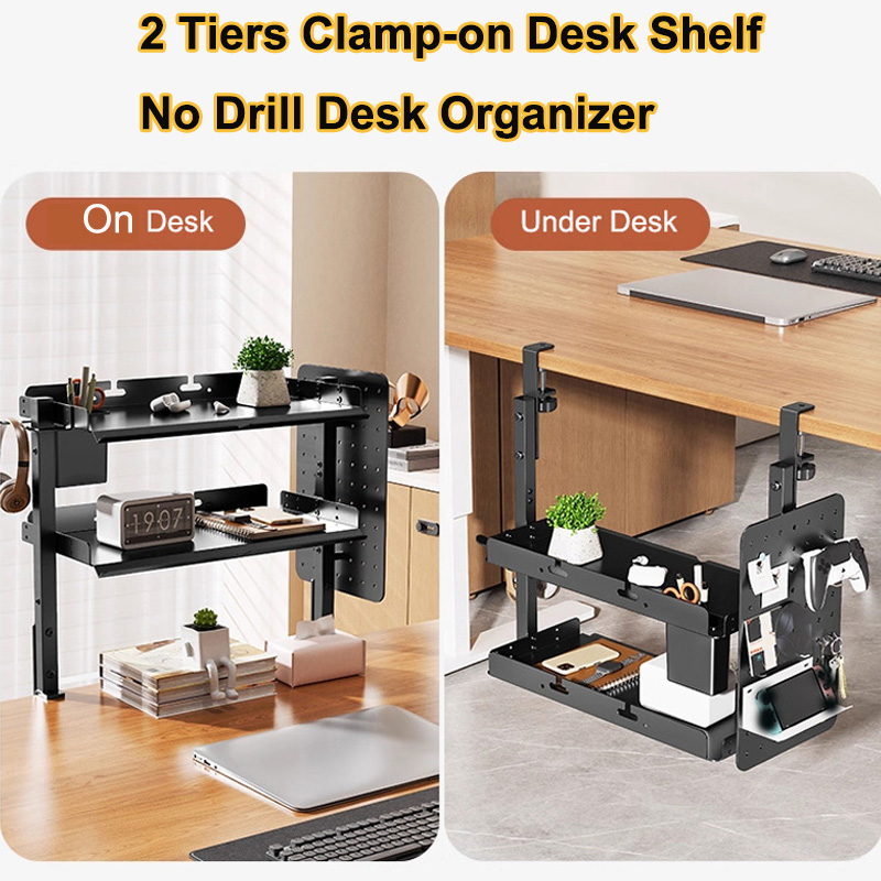 클램프형 14인치 책상 위/아래 2단 선반 유닛 (테이 - Desk Setup Productivity 리뷰 및 가격