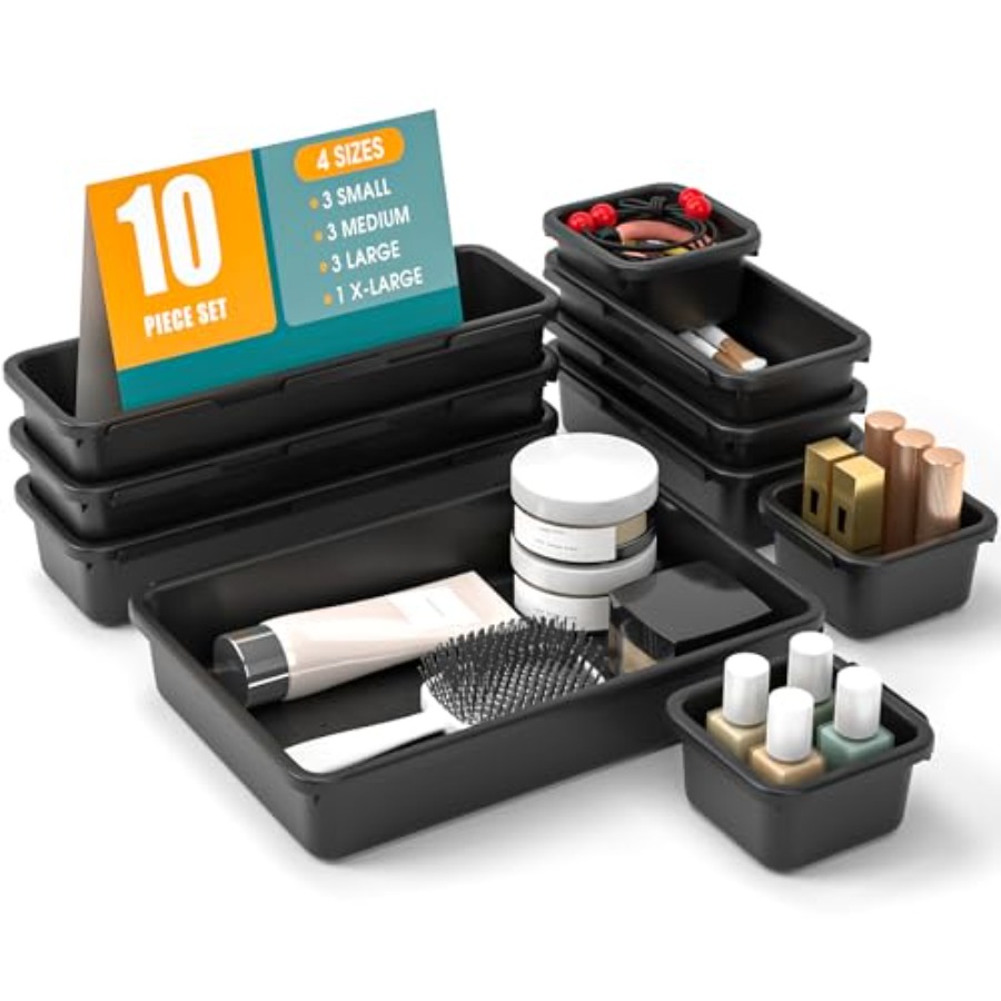 10개 서랍 정리함 세트, 4가지 크기의 화장품 서랍  - Drawer Organizer Bamboo 리뷰 및 가격