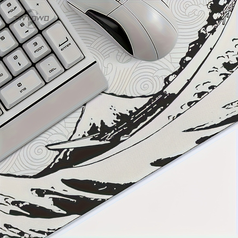 블랙 화이트 웨이브 아트 XXL 데스크 매트 |   부 - Desk Setup Simple 리뷰 및 가격