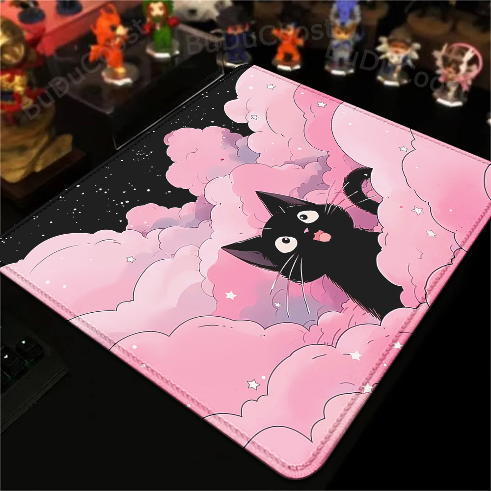 18x22cm 작은 깔개 검은 고양이 구름 빠른 배달  - Desk Setup Pink 리뷰 및 가격