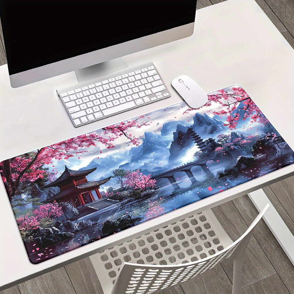 벚꽃 잉크 페인팅 풍경 마우스 패드 데스크 매트 게임  - Desk Setup Nature 리뷰 및 가격