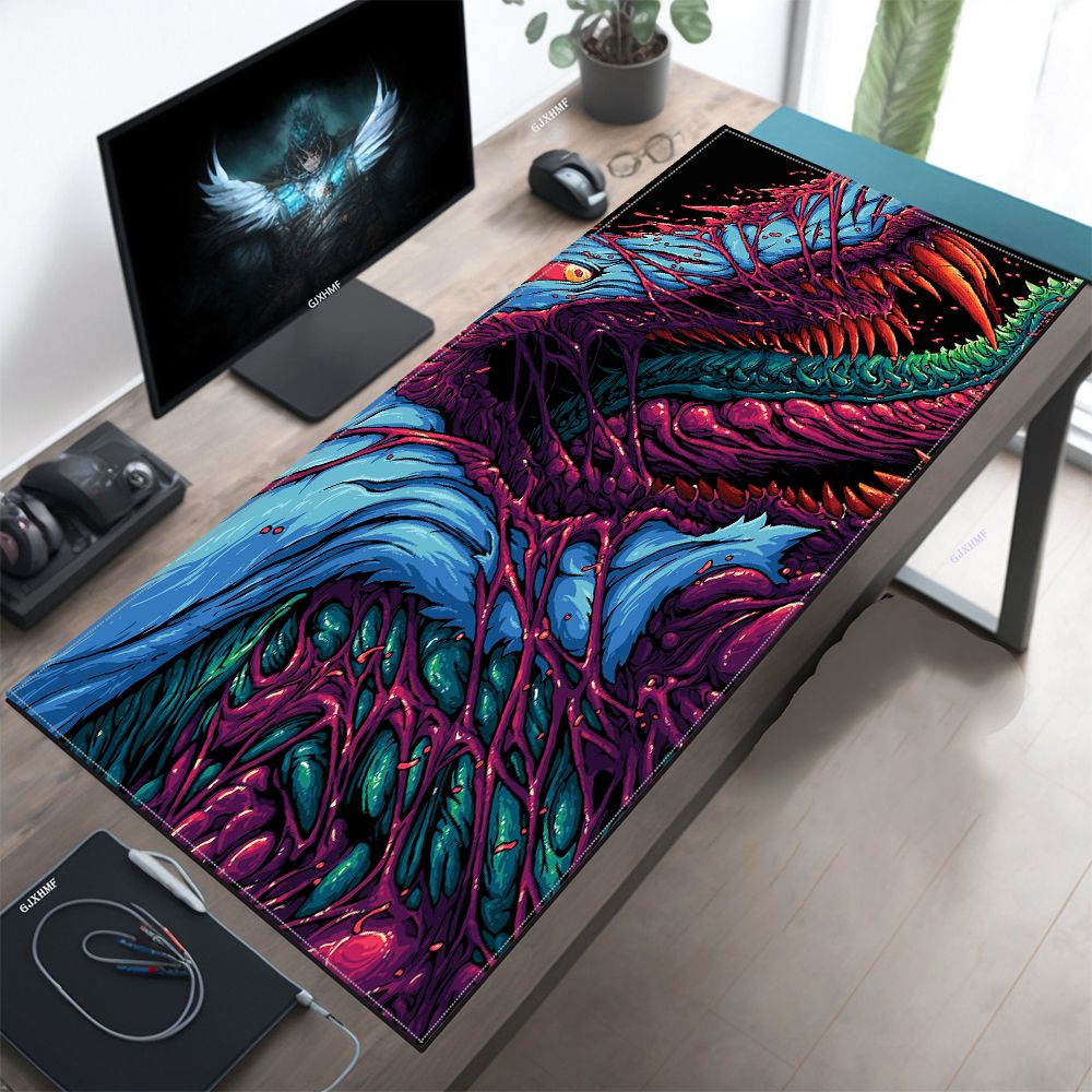 일본 레드 마우스 패드 네온 고어 몬스터 아트, 사이키 - Desk Setup Red 리뷰 및 가격