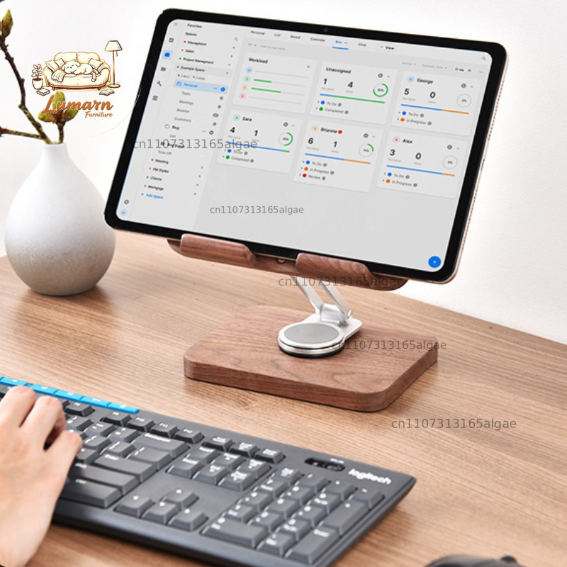 블랙 월넛 아이패드 스탠드 360도 회전 가능 °    - Desk Setup Tablet 리뷰 및 가격