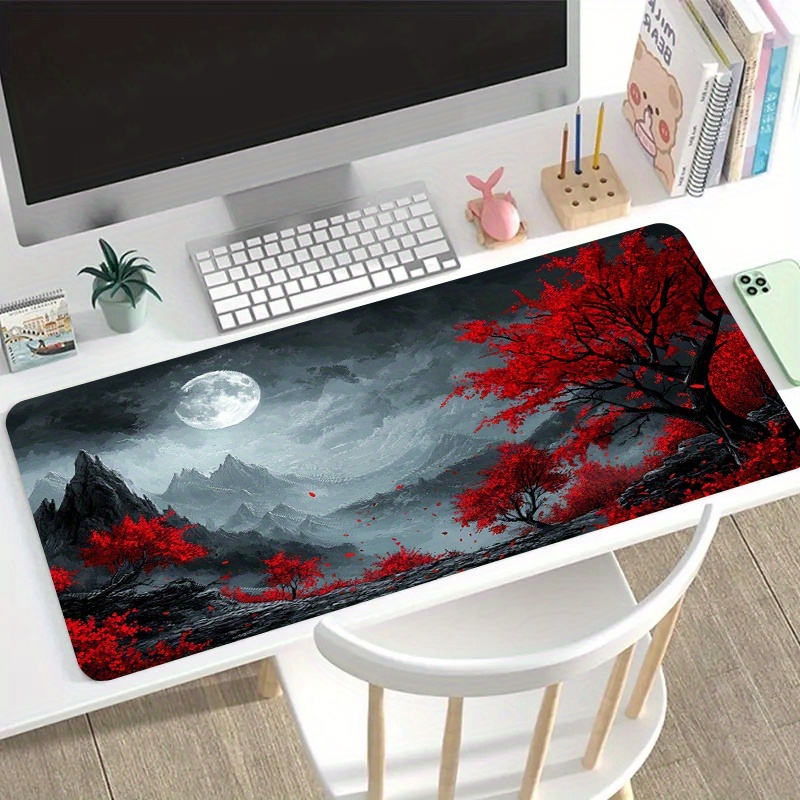 레드 트리 문 랜드스케이프 확장형 게이밍 마우스 패드  - Desk Setup Red 리뷰 및 가격