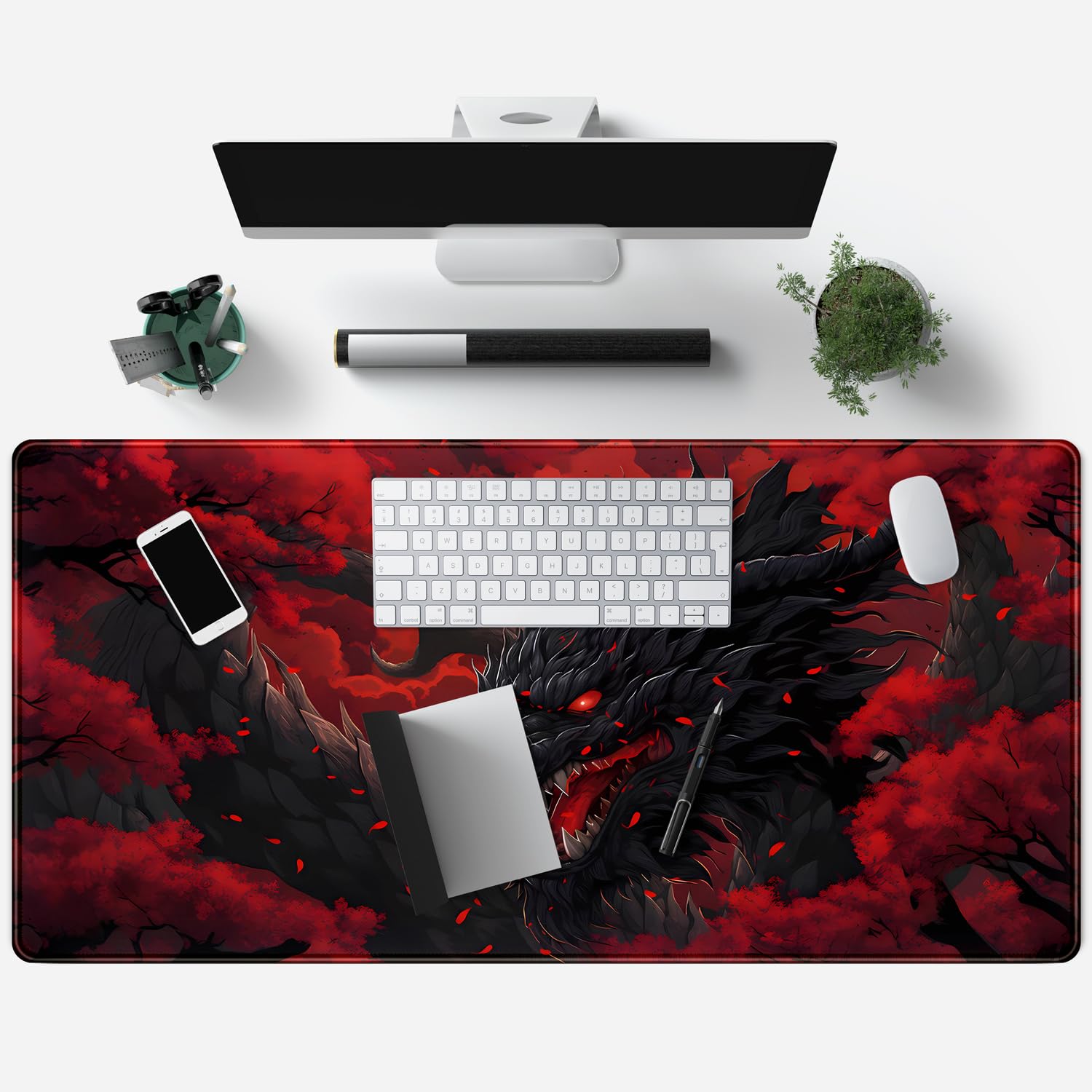 거대한 드래곤 대형 마우스 패드 멋진 빨간색과 검은색  - Desk Setup Red 리뷰 및 가격