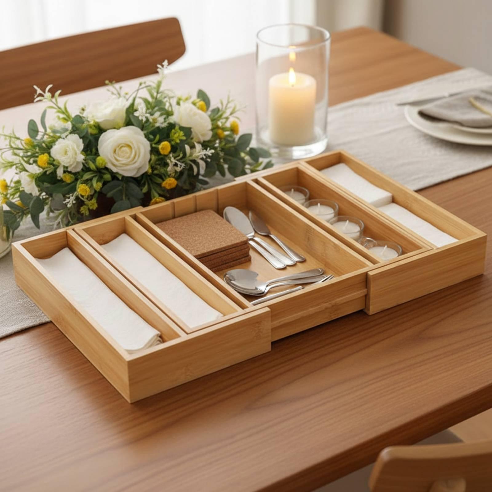 조절 가능한 대나무 식기류 서랍 정리함 주방 식기류 분 - Drawer Organizer Bamboo 리뷰 및 가격