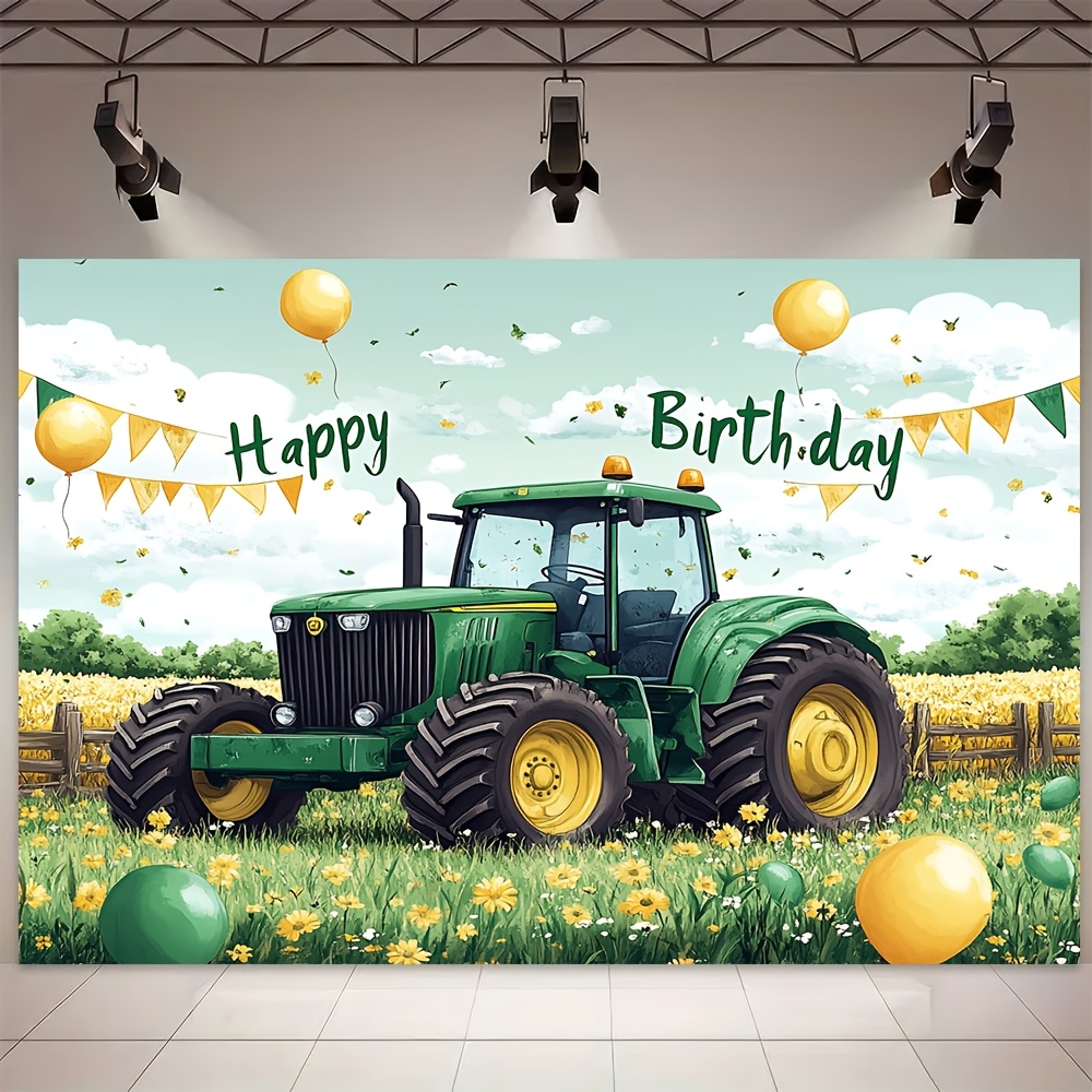 1 조각, 생일 축하 트랙터 배경, 생일 파티 장식,  - Desk Setup Background 리뷰 및 가격