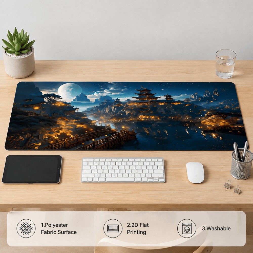 오리지널 판타지 나이트 시티 문 프린트가 있는 길쭉한  - Desk Setup Simple 리뷰 및 가격