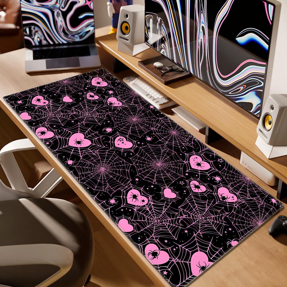 90x40 흰색 또는 분홍색 거미줄 하트 데스크 매트  - Desk Setup Pink 리뷰 및 가격