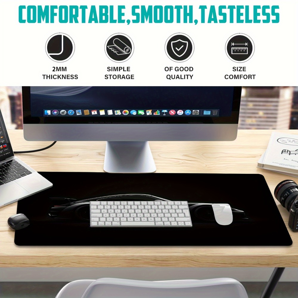 샌디드 블랙 게이밍 마우스 패드 - 레이싱 디자인 에디 - Desk Setup Simple 리뷰 및 가격