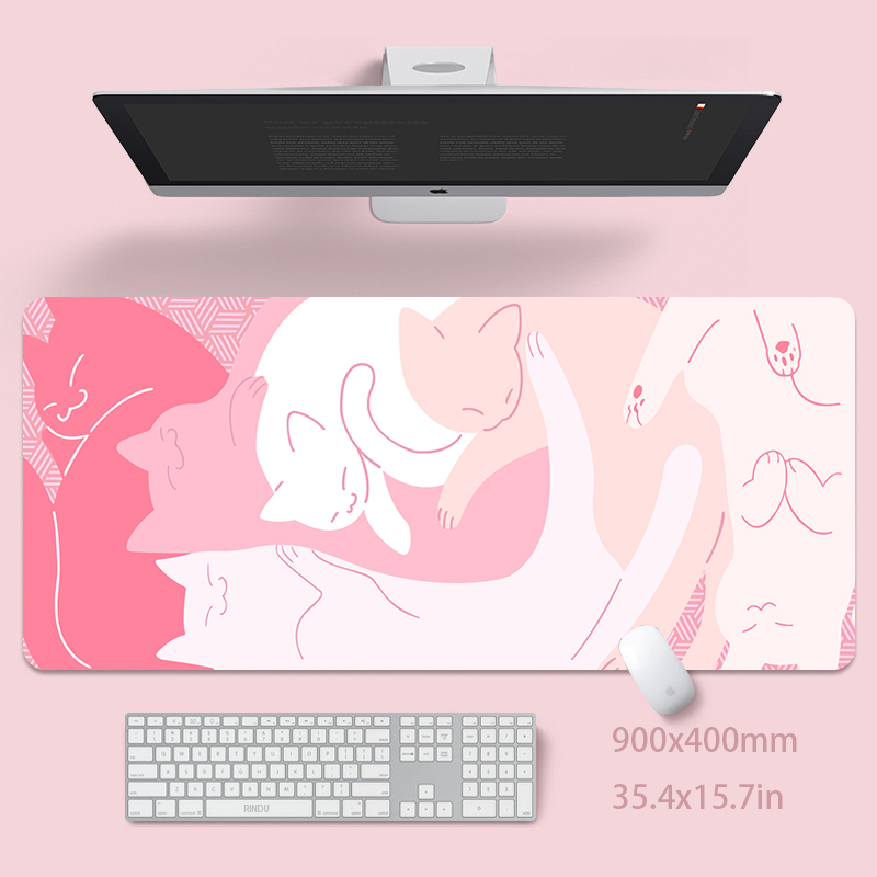 귀여운 고양이 대형 마우스 패드 100x50cm 큰 컴 - Desk Setup Pink 리뷰 및 가격